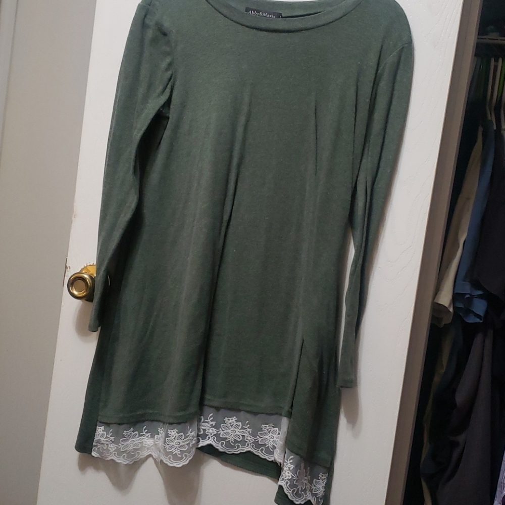 Green Lace Bottom Tunic